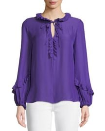 Kobi Halperin Angie Ruffle-Neck Blouse at Neiman Marcus